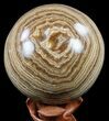 Polished, Banded Aragonite Sphere - Morocco #57002-1